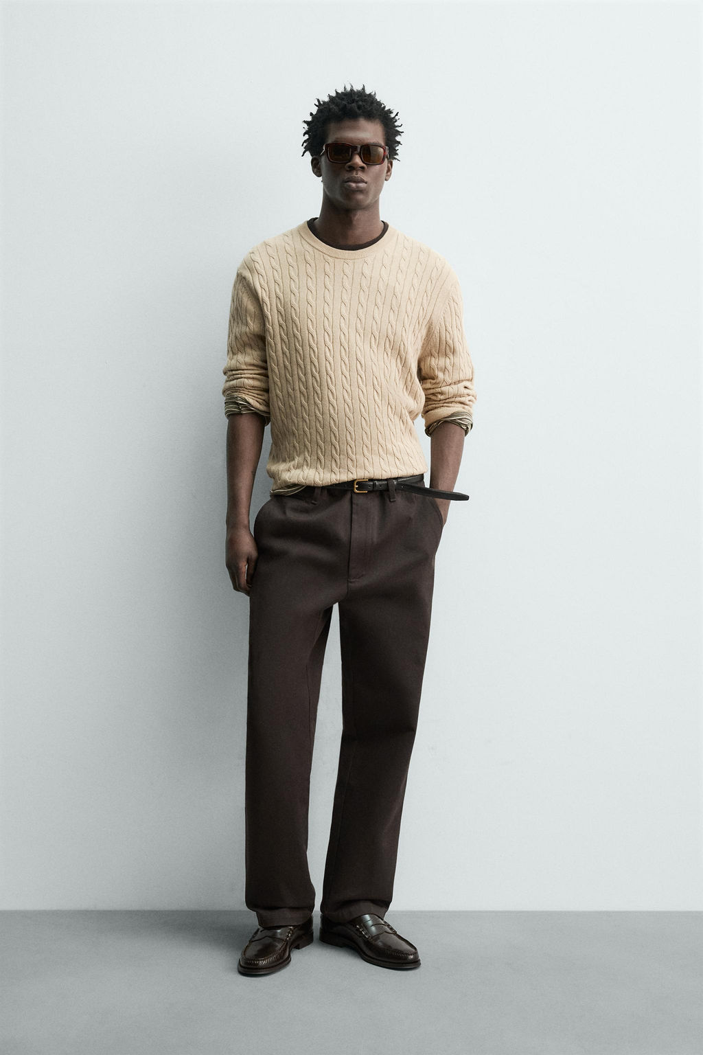 CABLE-KNIT COTTON BLEND JUMPER