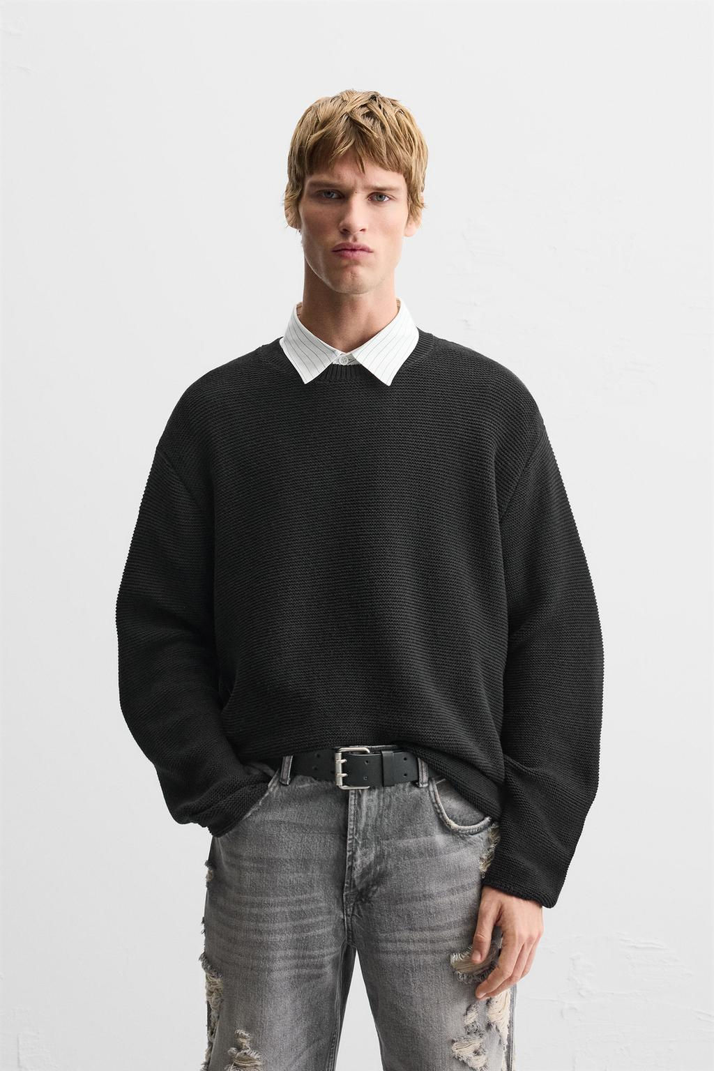 TEXTURED COTTON BLEND SWEATER - Zara фото 2
