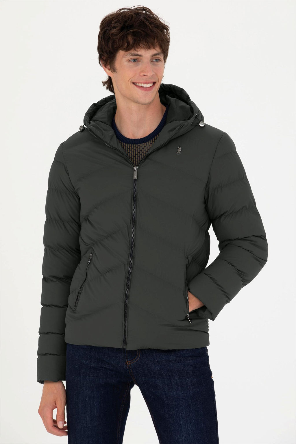 Мужская кожаная куртка цвета хаки Неожиданная скидка в корзине - U.s. polo assn фото 10