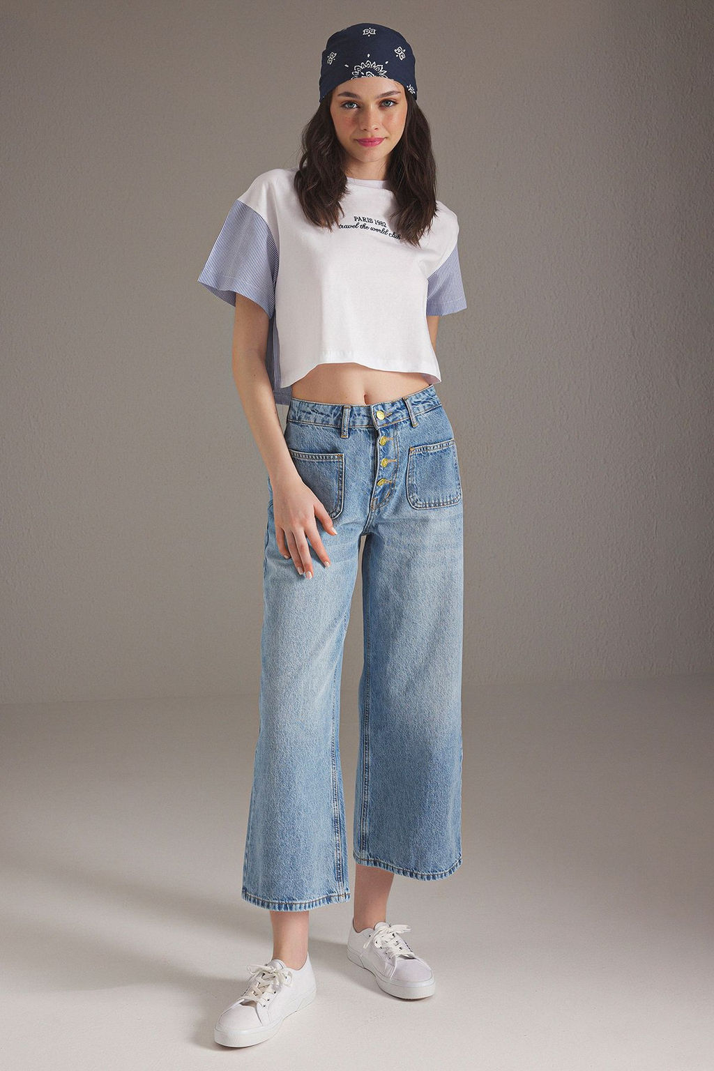 Mavi Dugme Detayl? Yuksek Bel Culotte Jeans TWOSS25JE00223 - Trendyolmilla фото 2