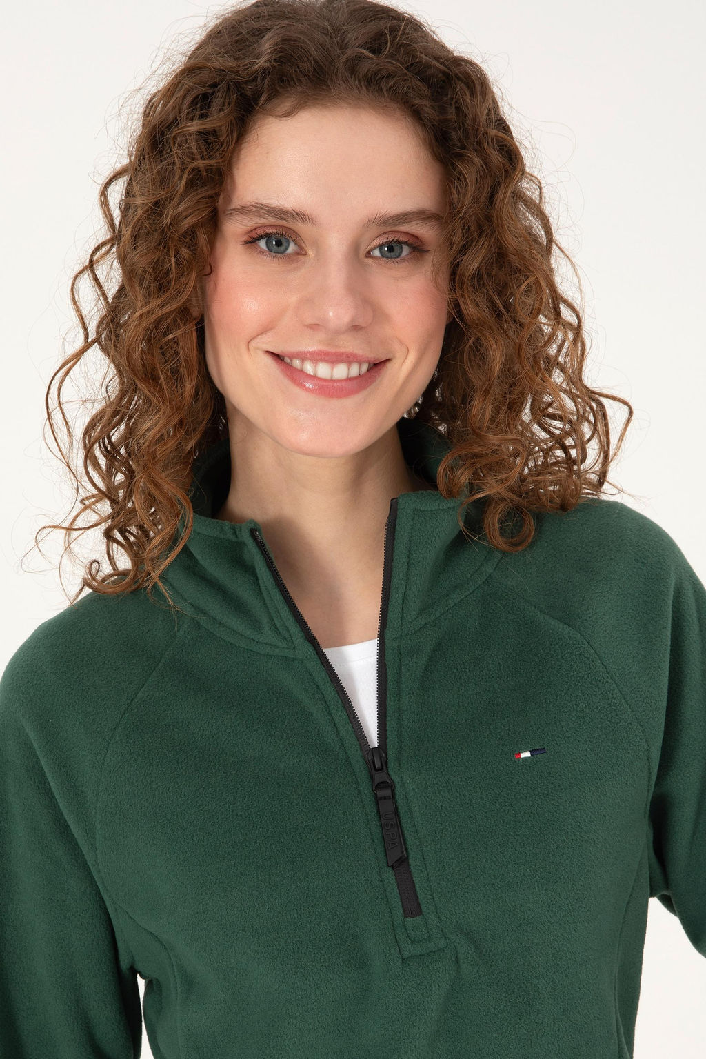 Kad_n Koyu Ye_il Fermuarl_ Dik Yaka Polar Sweatshirt - U.s. polo assn фото 2