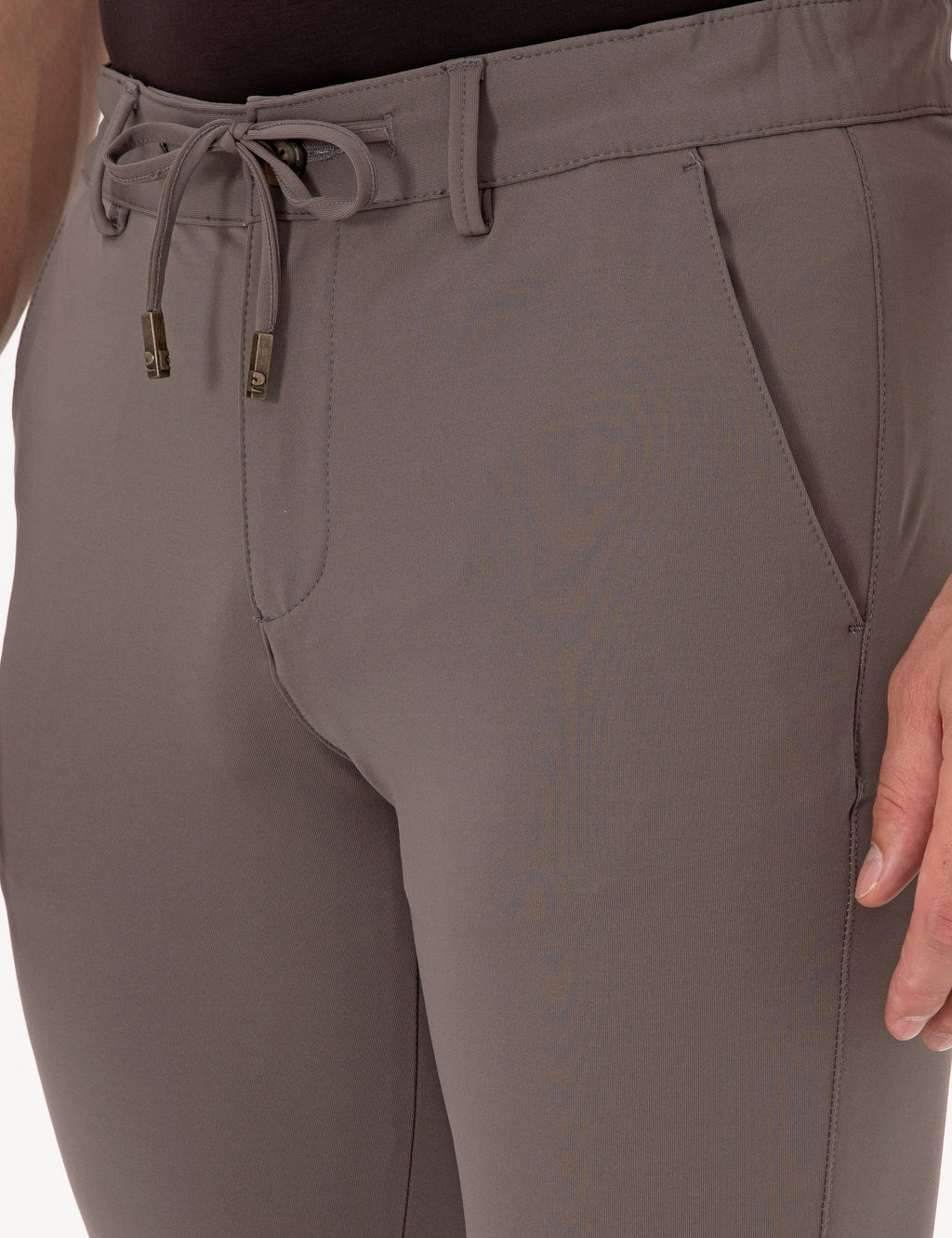 Vizon Slim Fit Beli Lastikli Kordonlu Jogger Kanvas Pantolon