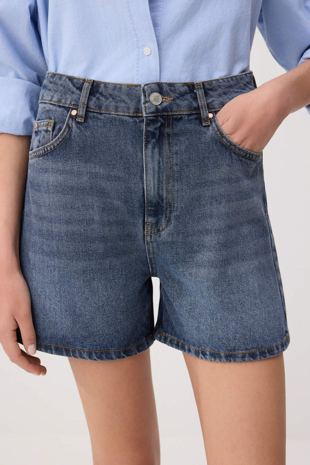 Koyu Mavi %100 Pamuk Y_ksek Bel Denim City _ort TWOSS26SR00094