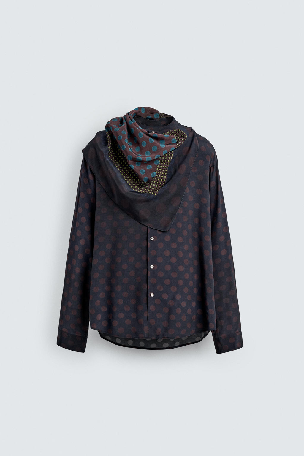 LIMITED EDITION POLKA DOT SCARF FLOWING SHIRT - Zara фото 7