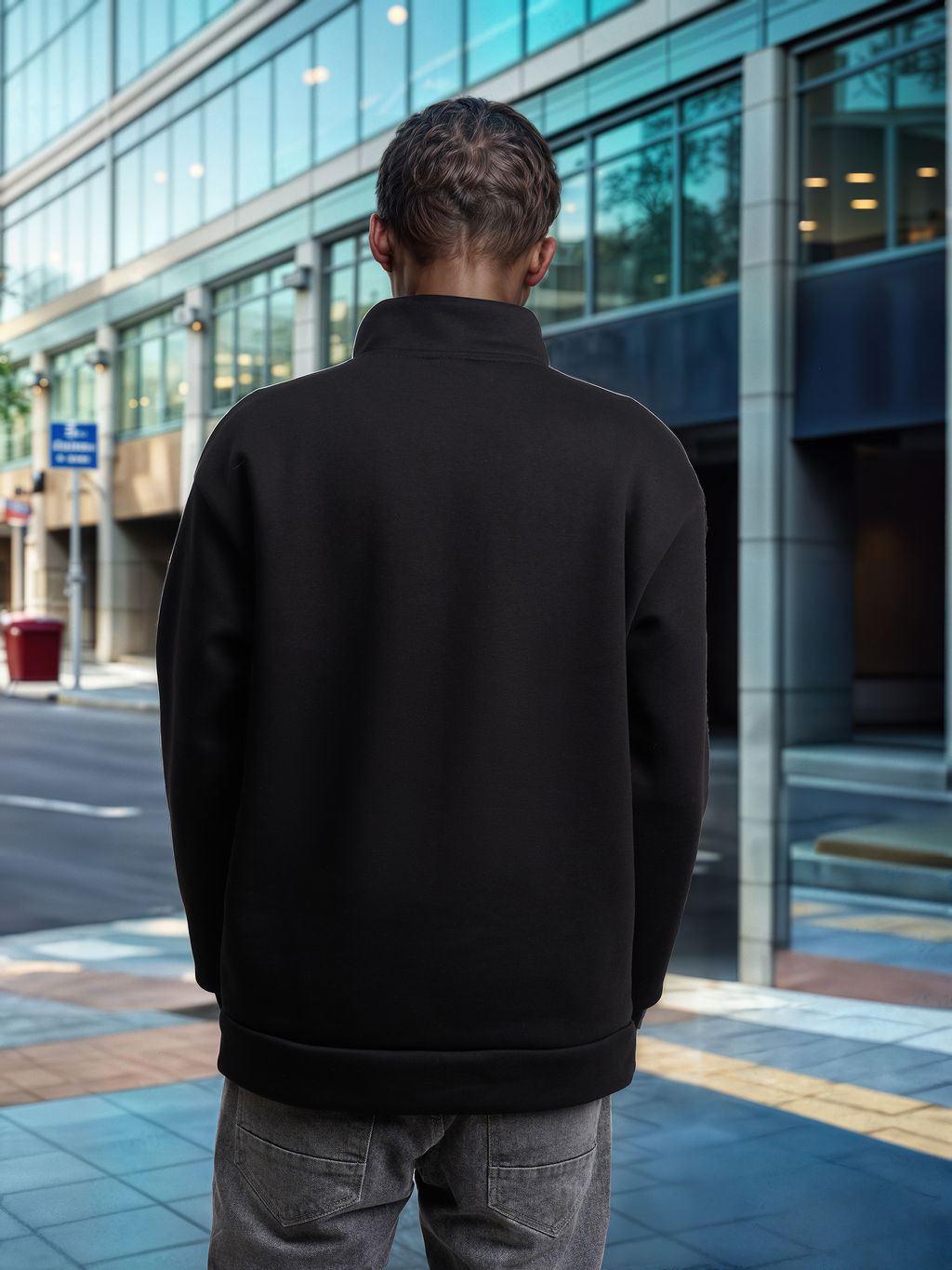 Толстовка мужская с зип-воротником "Kazan" черный