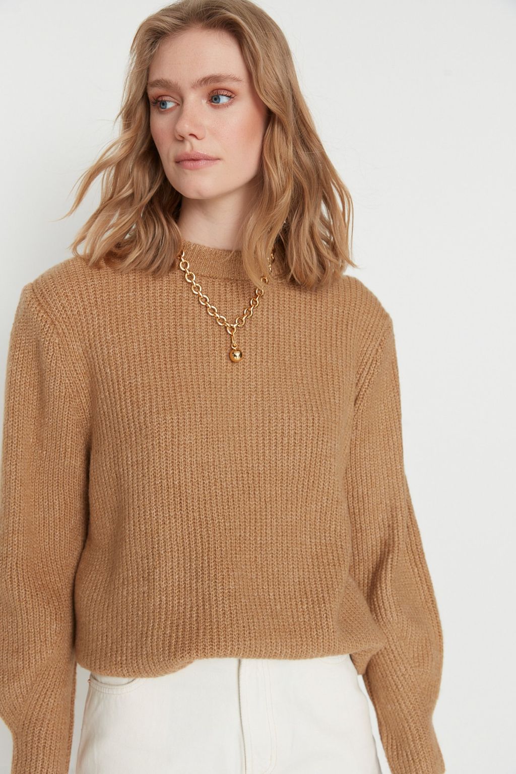 Tas Genis Kal?p Couple Yumusak Dokulu Basic Triko Kazak TWOAW20FV0142 - Trendyolmilla фото 30