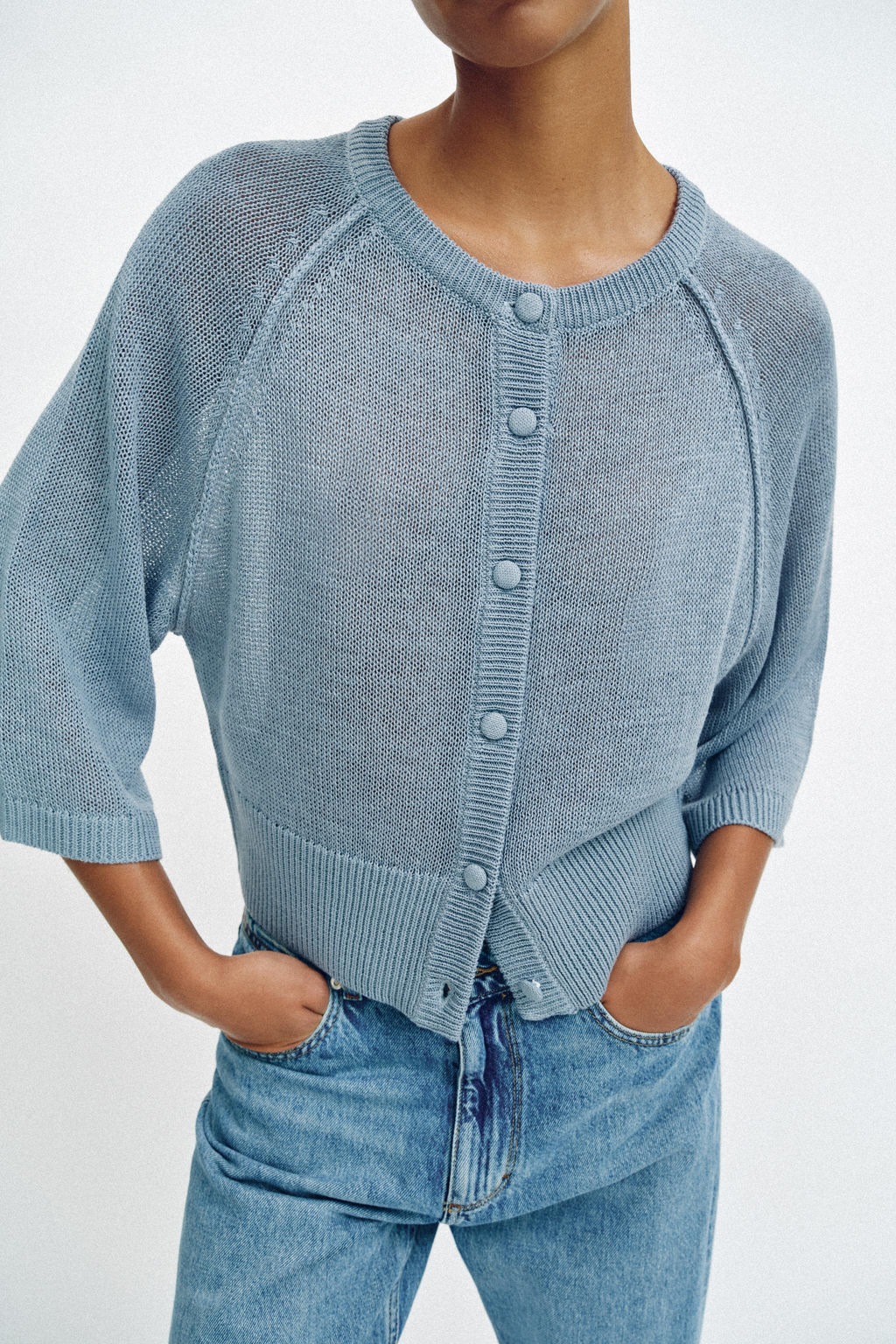 CHAQUETA R?STICA PUNTO / Gris azul - Zara фото 4