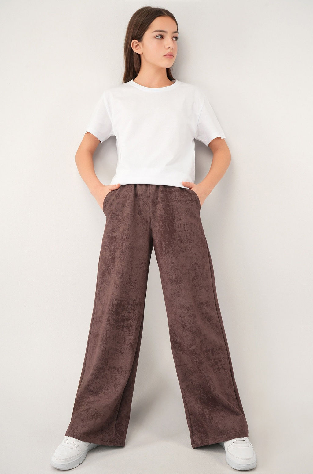 Брюки палаццо из футера для девочки Happyfox