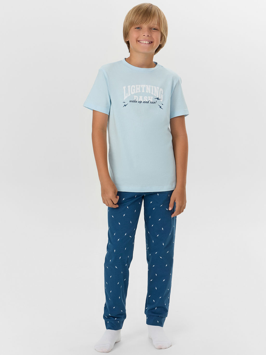 Комплект домашний для мальчиков с надписью "Lightning dash..."