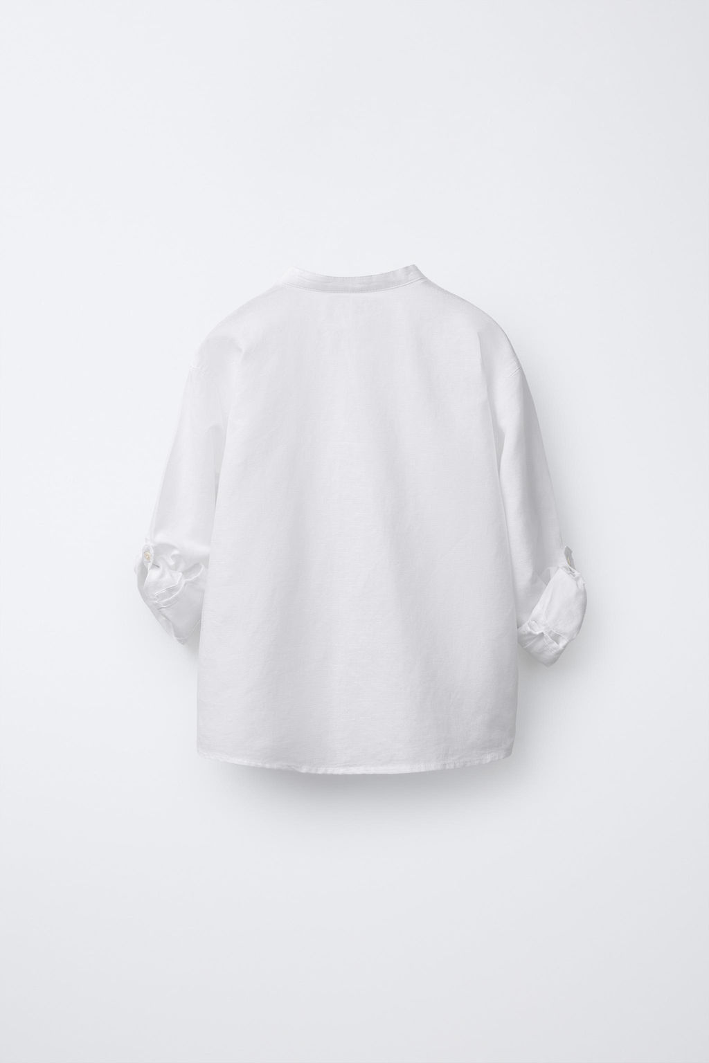 CAMISA CUELLO MAO CON LINO Y ALGOD?N / Blanco - Zara фото 3