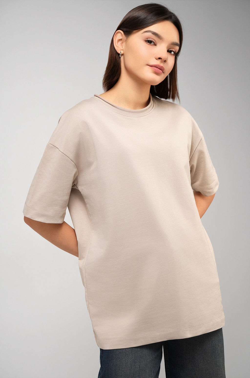 Женская футболка оверсайз из футера двухнитки Happyfox