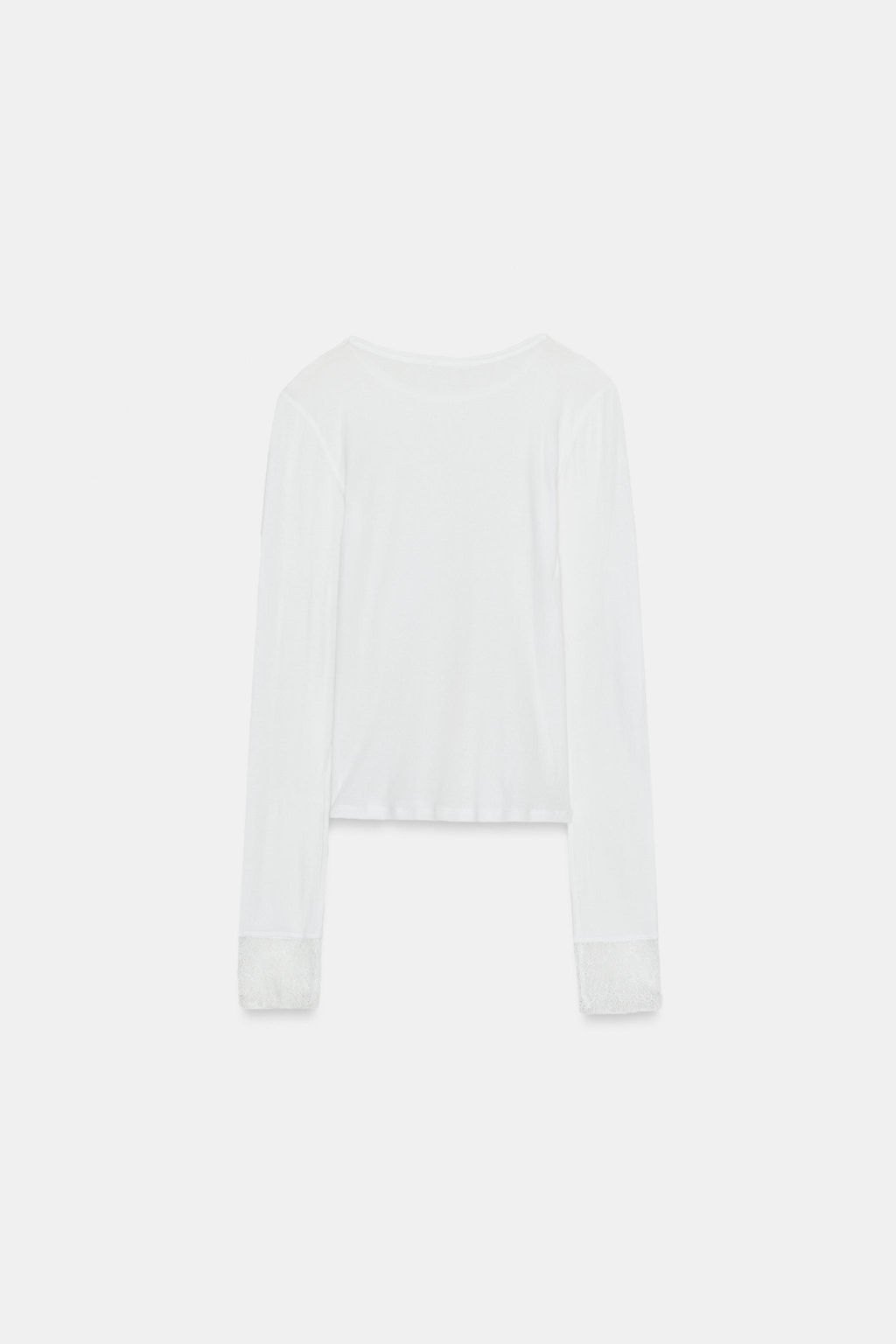 TOP SEMITRANSPARENTE PU?OS ENCAJE / Blanco roto - Zara фото 5