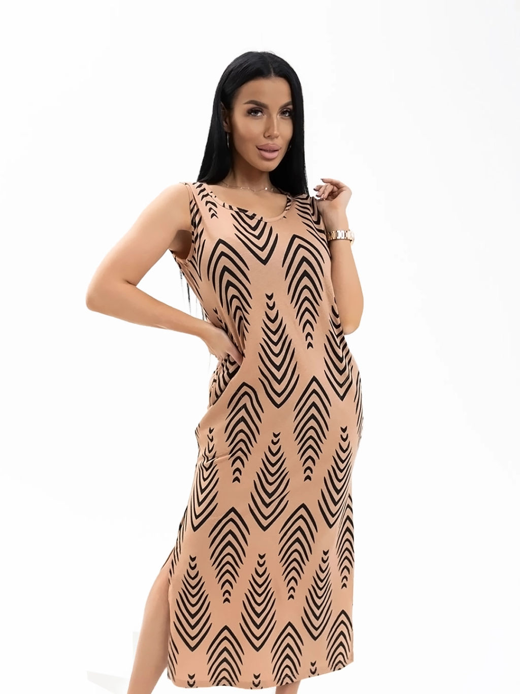 Сарафан женский, цвет черный коричневый