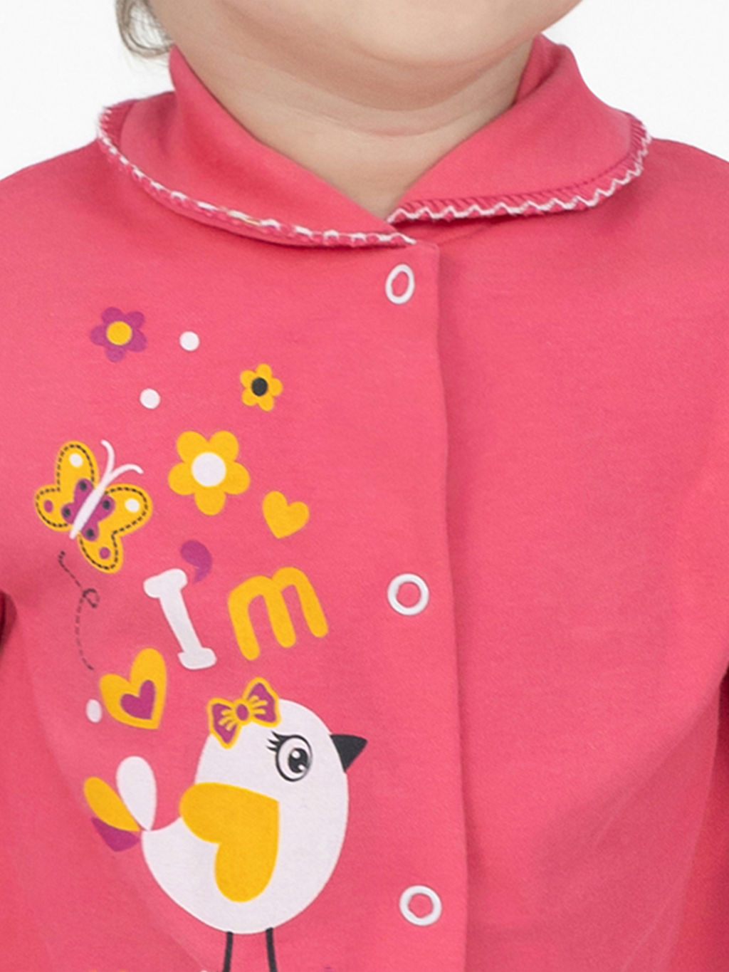 Комбинезон ясельный фуксия принт птички