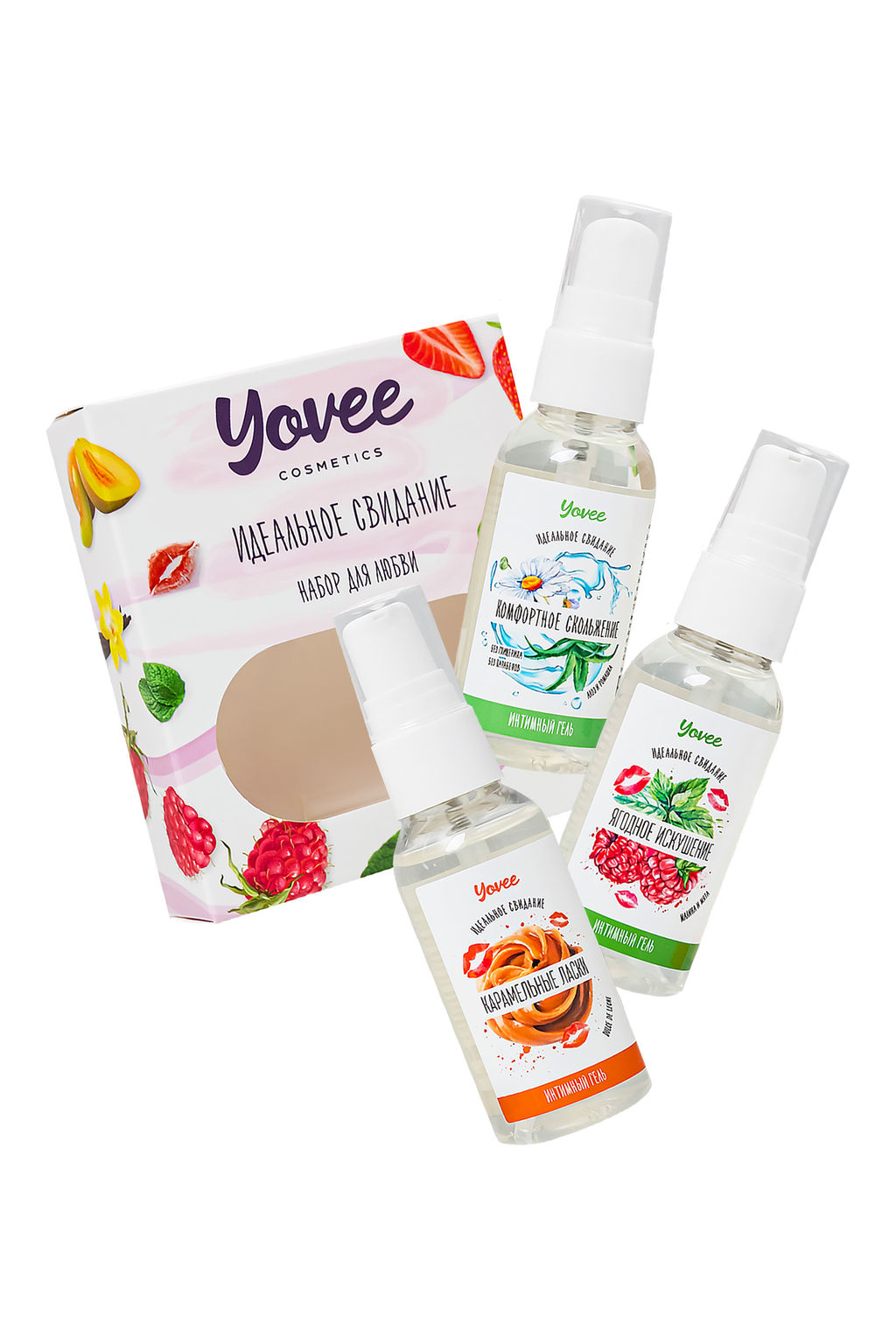 Набор гелей-смазок Yovee для любви (721010+721014+721054), вкус(мал/мята+карам) + увл(алоэ), 3х50 мл - Yovee by toyfa фото 3