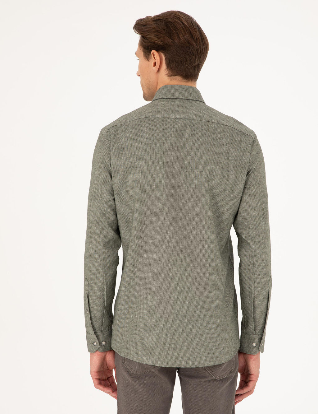 Haki Slim Fit Uzun Kollu G_mlek