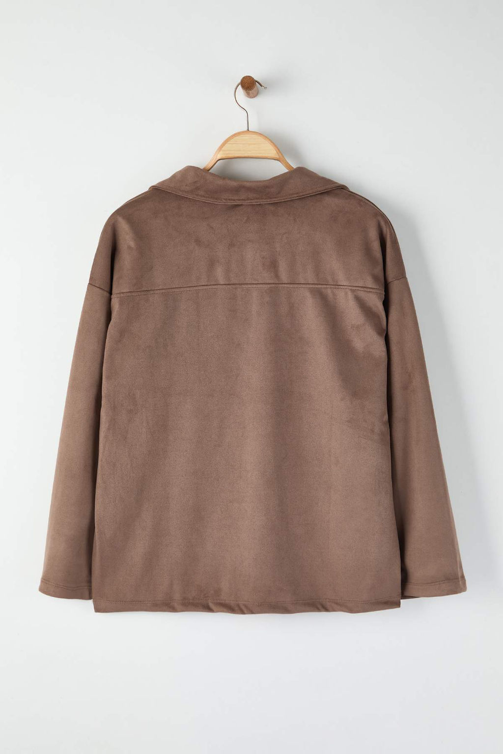 Koyu Kahverengi Relaxed/Rahat Kal?p Orme Suet Gomlek TWOAW26GO00103 - Trendyolmilla фото 8