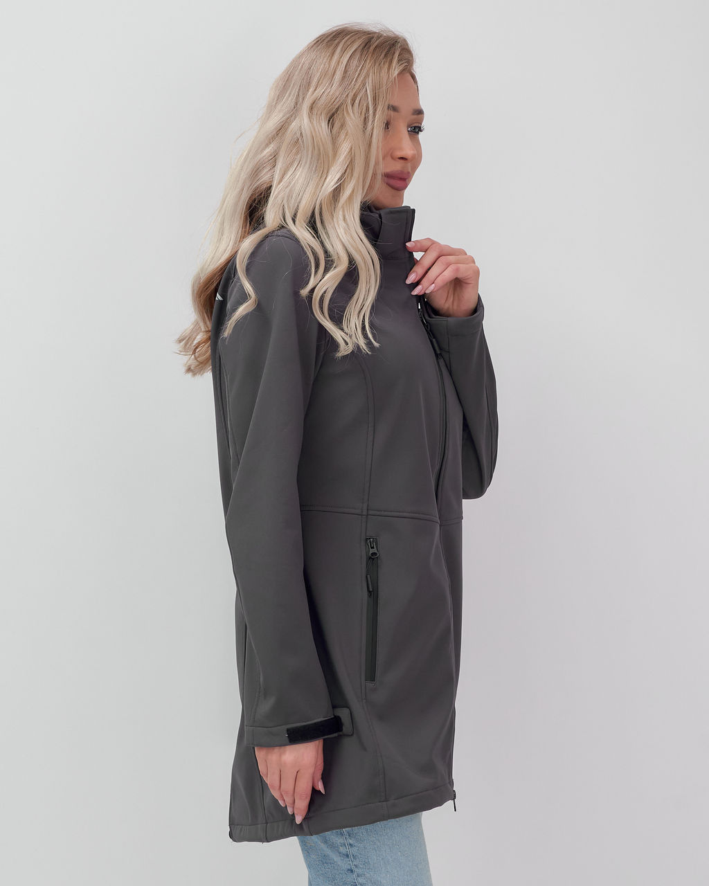 Парка спортивная женская с капюшоном softshell темно-серого цвета 9568TC - Mtforce фото 42