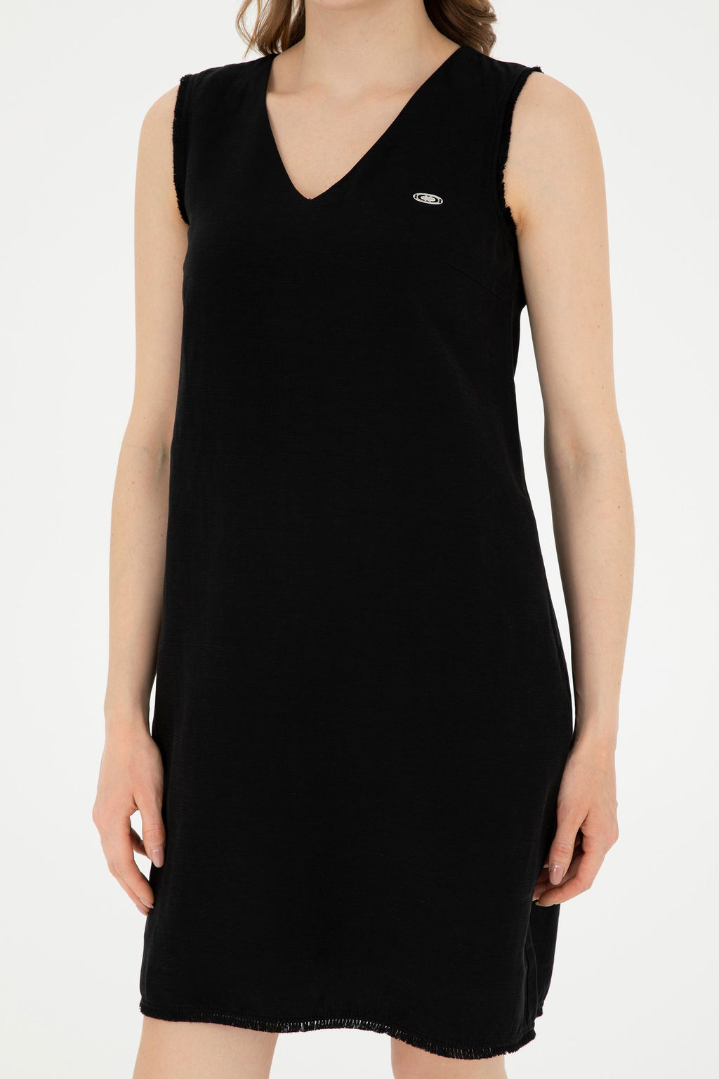 Женское черное тканое платье с круглым вырезом Неожиданная скидка в корзине - U.s. polo assn фото 6