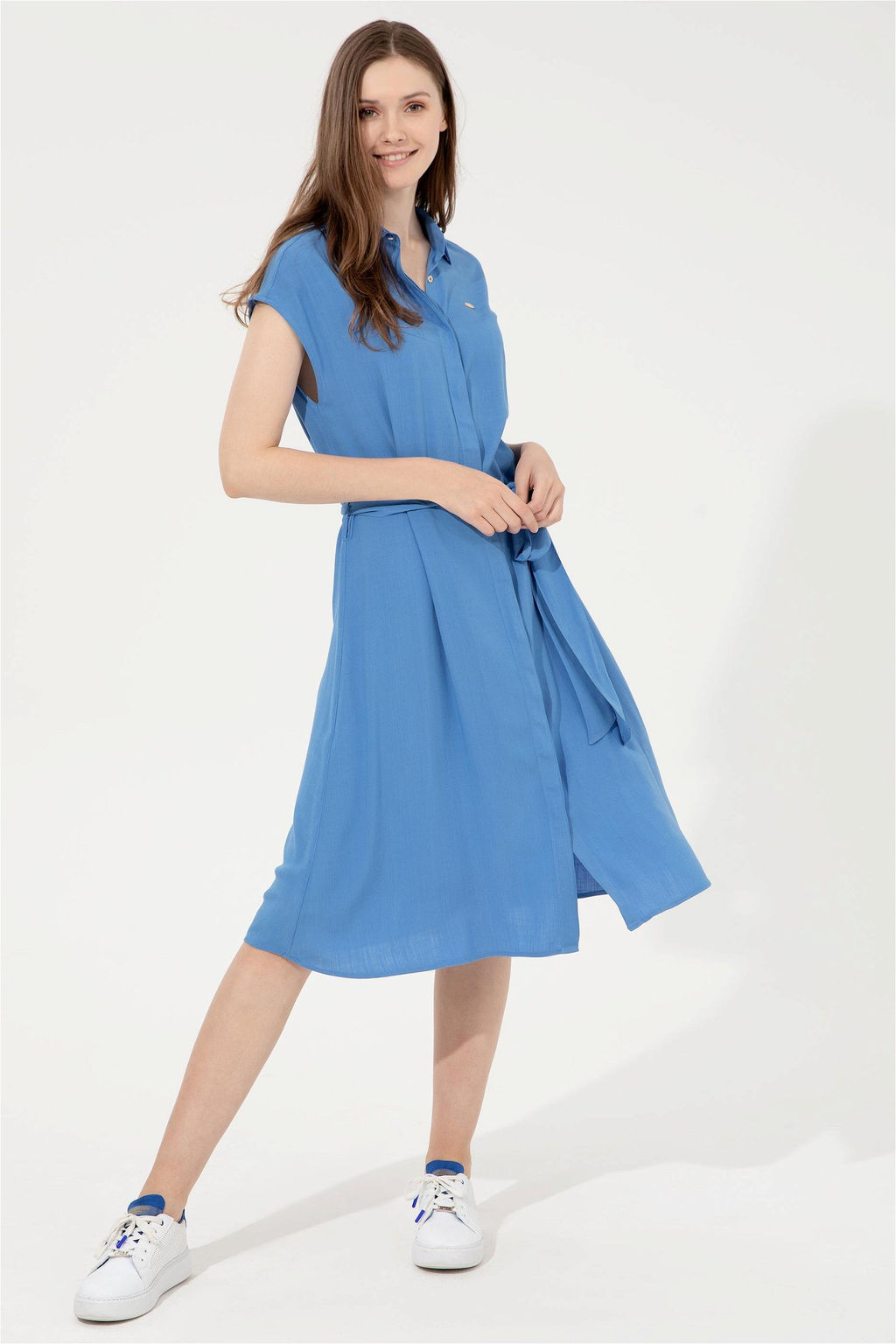 Женское синее тканое платье - U.s. polo assn фото 6