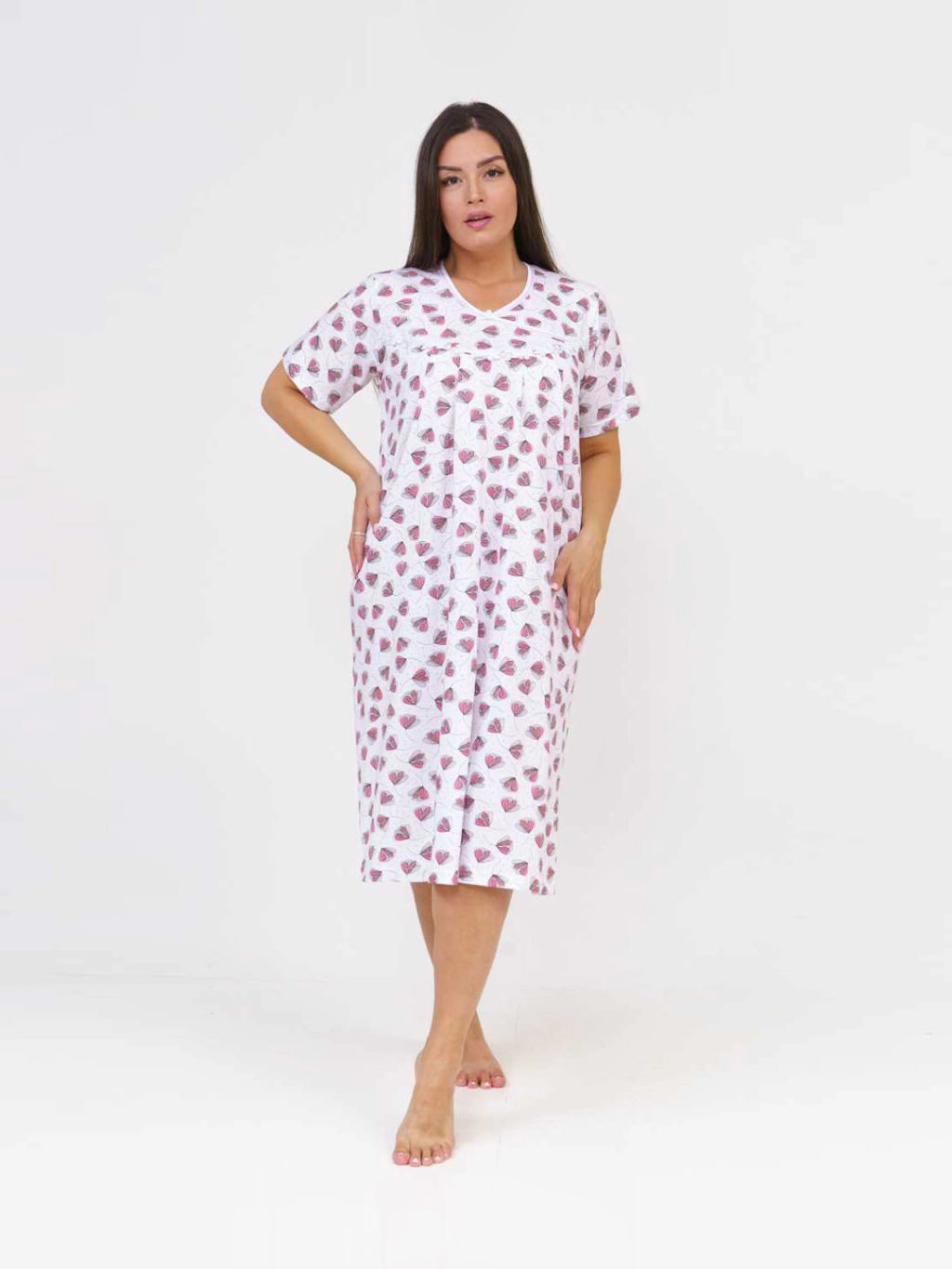 Ночная сорочка женская, цвет белый розовый