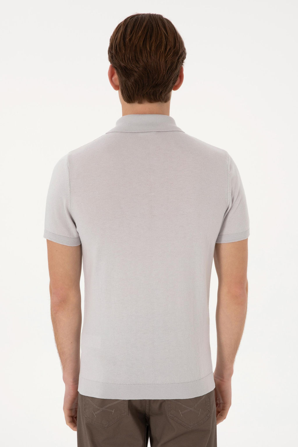Erkek Slim Fit Polo Yaka A__k Gri Ti__rt - U.s. polo assn фото 5