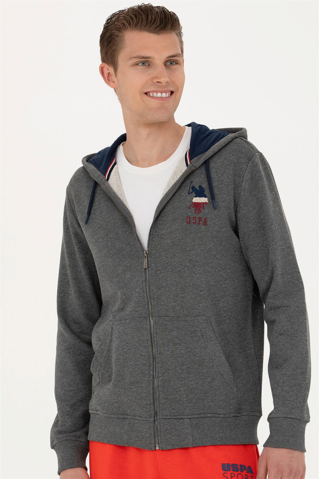 Мужской вязаный кардиган антрацитового меланжа - U.s. polo assn фото 3