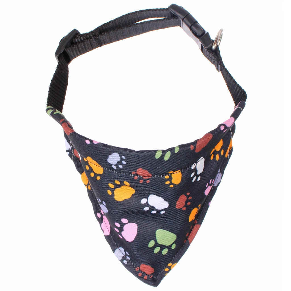 Цена за 4 шт. Ошейник с банданой для кошек и собак мелких пород "Стильный БРО", принт лапки, рM, 20*13см (лейбл)