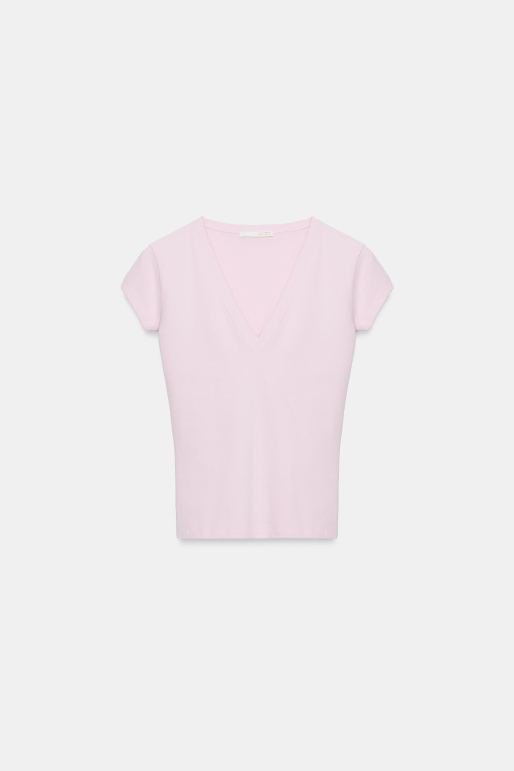 CAMISETA ESCOTE PICO / Rosa - Zara фото 2