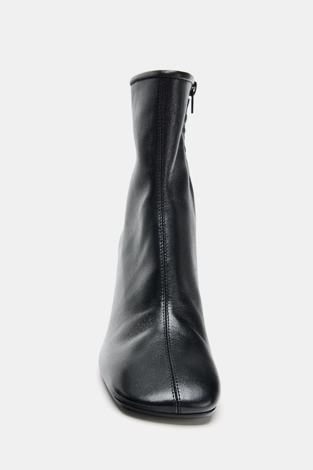 LEATHER BLOCK HEEL ANKLE BOOTS - Zara фото 4