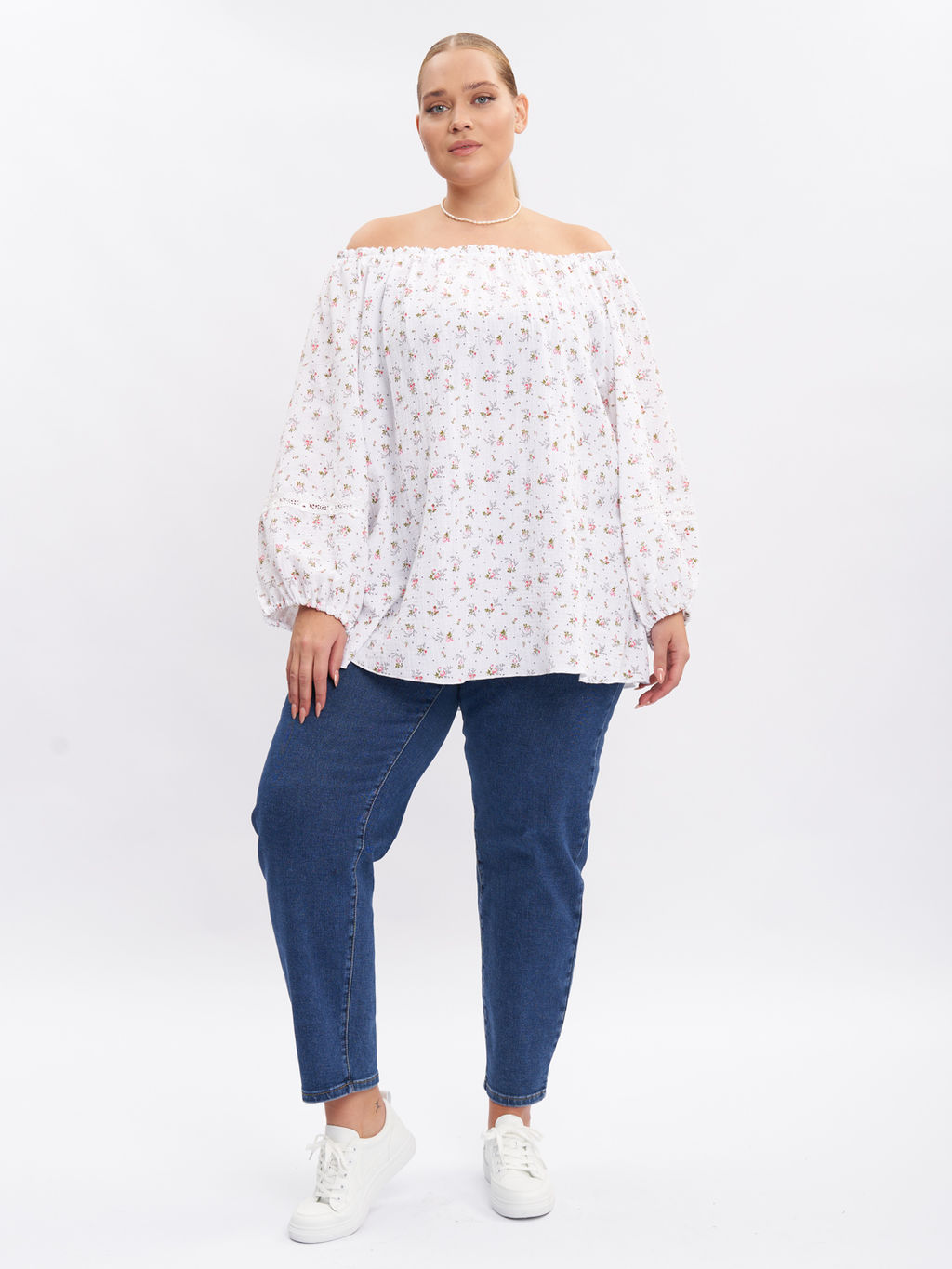 Блузка из муслина с кружевом BL09401FLW02 - Артесса фото 11