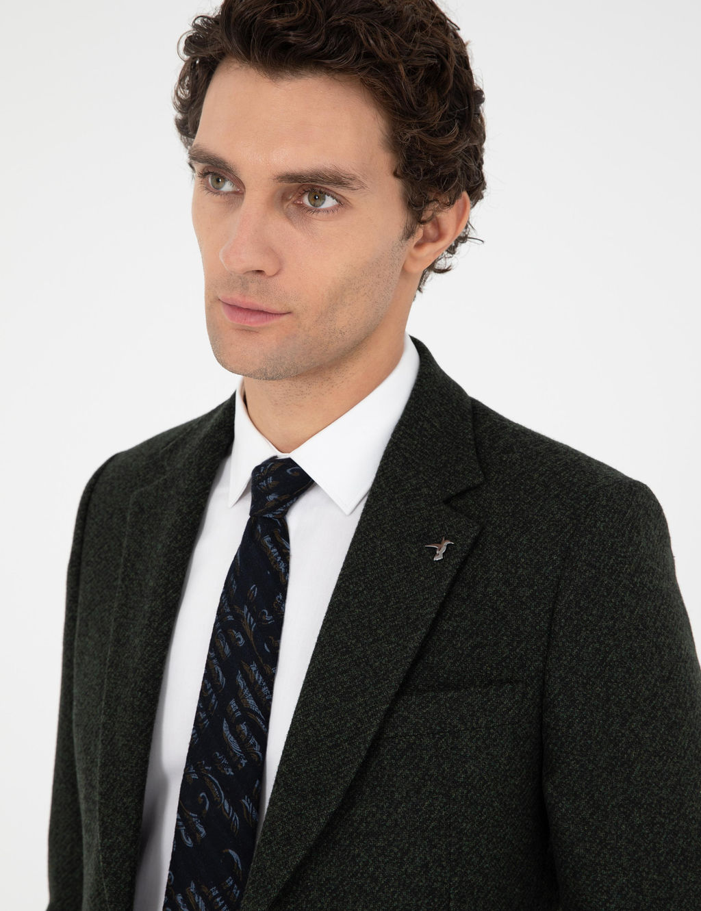 Темно-зеленая приталенная куртка из смесовой шерсти - Cacharel фото 2