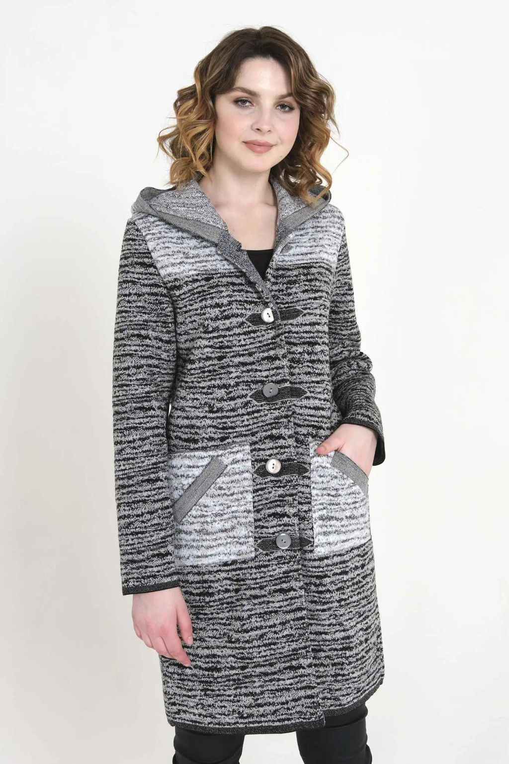 Кардиган М 3423/ черн-бел
