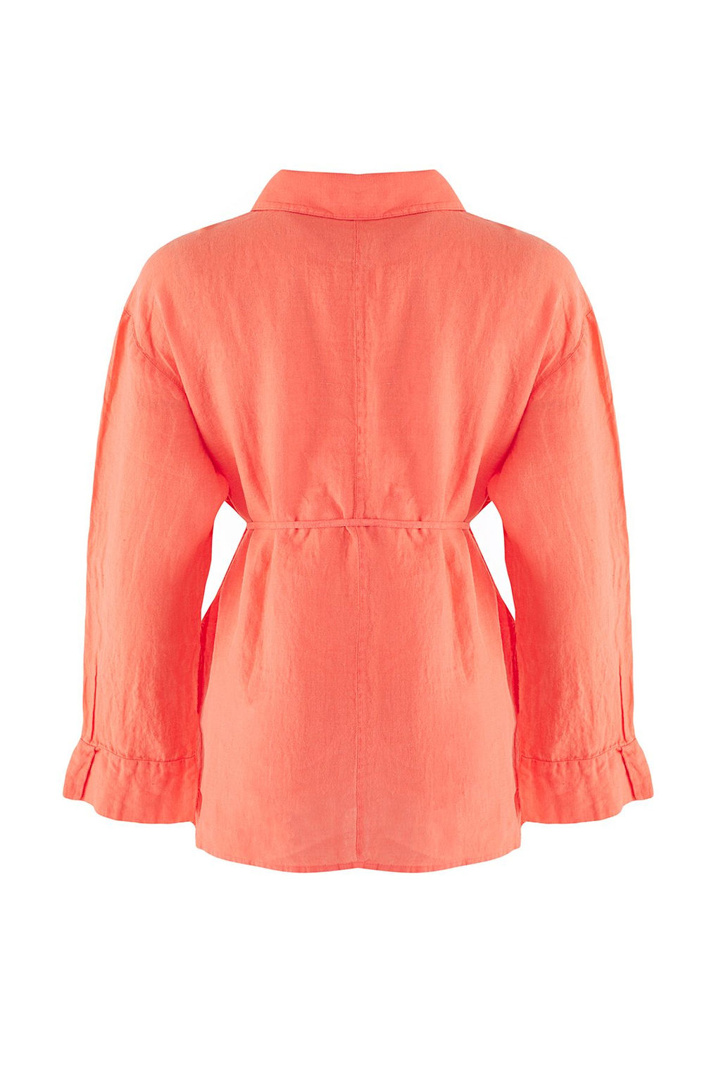 TRENDYOLMILLA Mercan Dokuma %100 Keten Baglamal? Plaj Gomlek TBESS25GO00015  фото 10