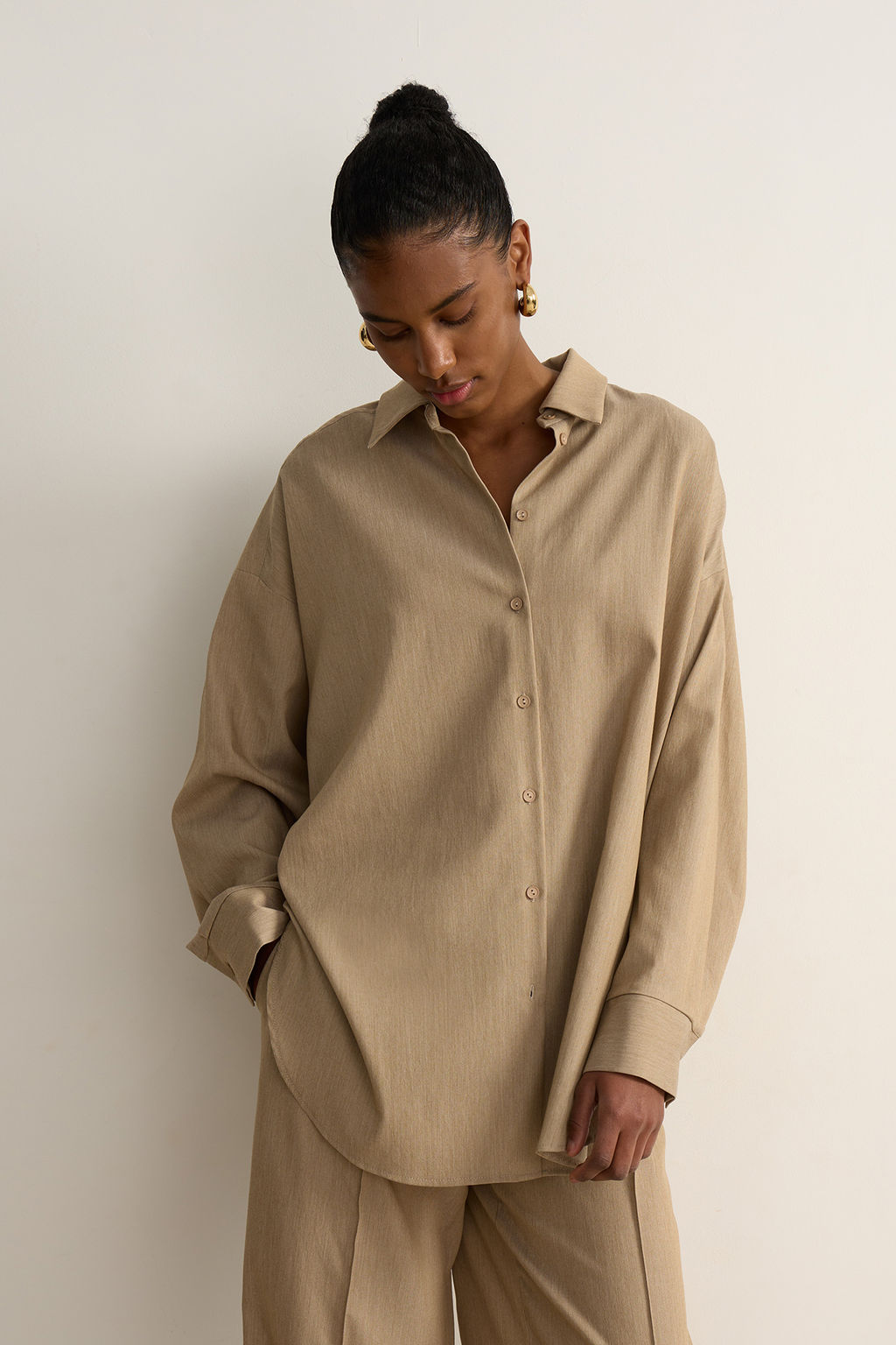 Рубашка оверсайз с эффектом меланж - Mollis фото 3