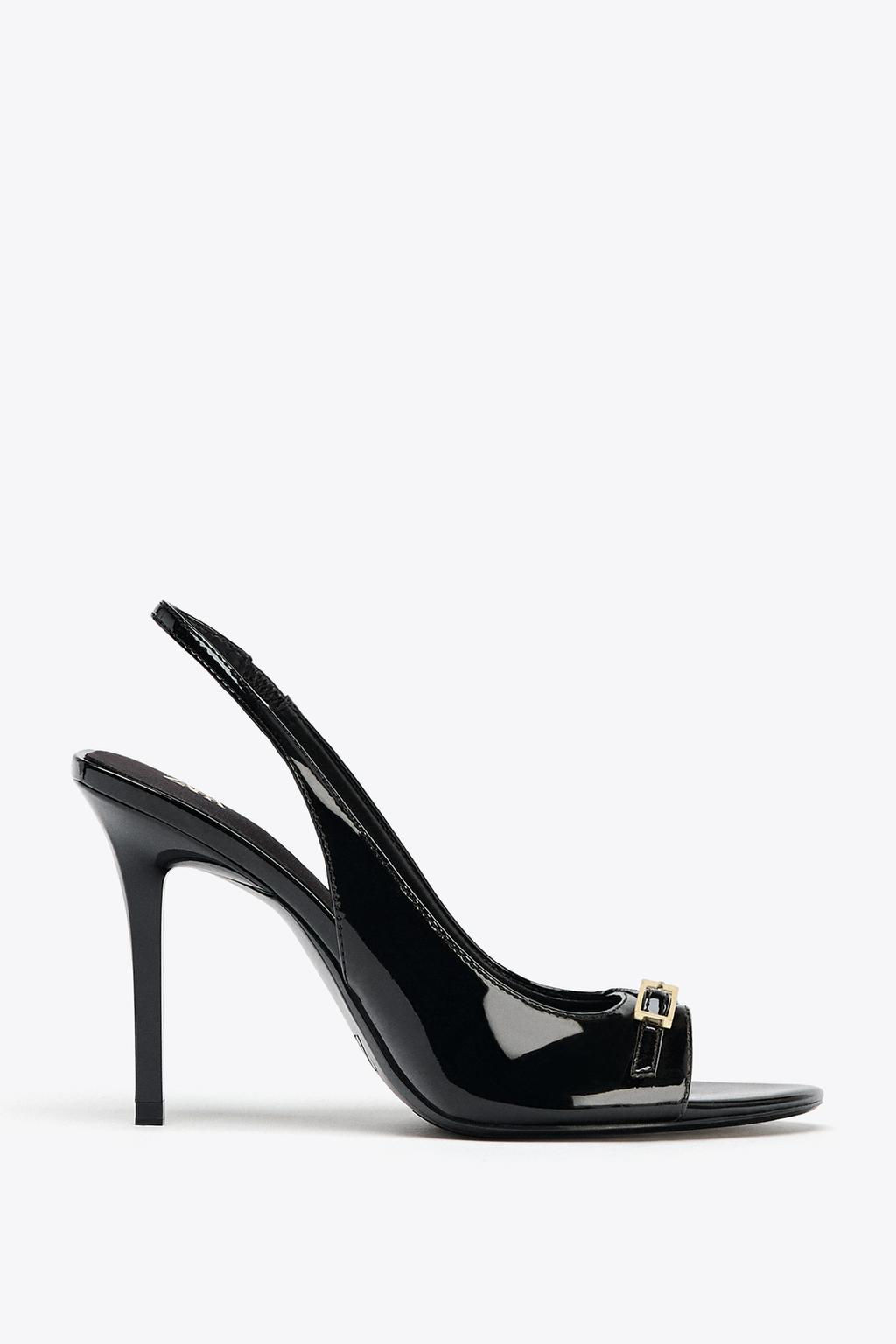 HIGH-HEELED PATENT-EFFECT SANDALS - Zara фото 9
