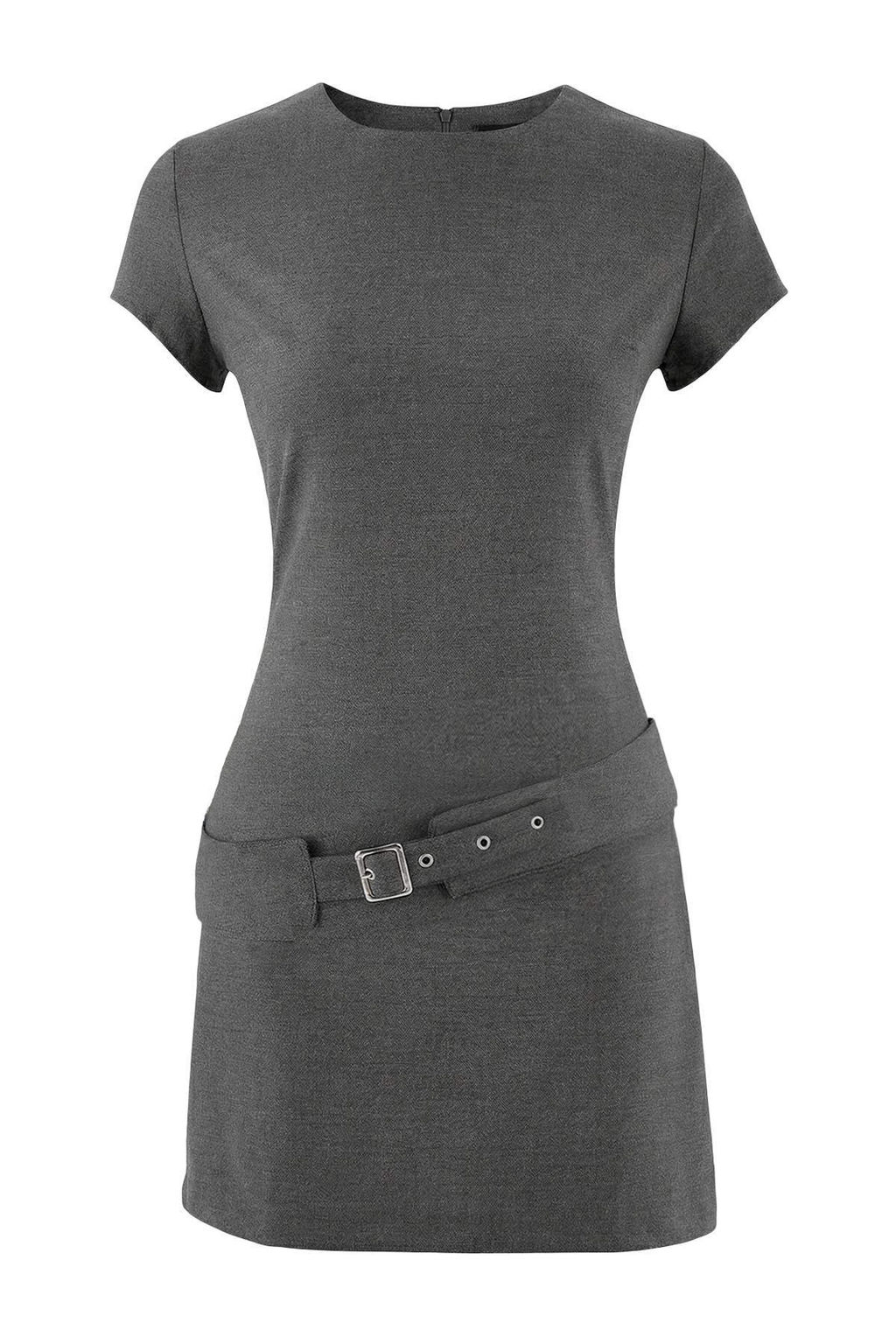 Limited Edition Antrasit Kemerli K?sa / Mini Dokuma Elbise TWOSS26EL00057