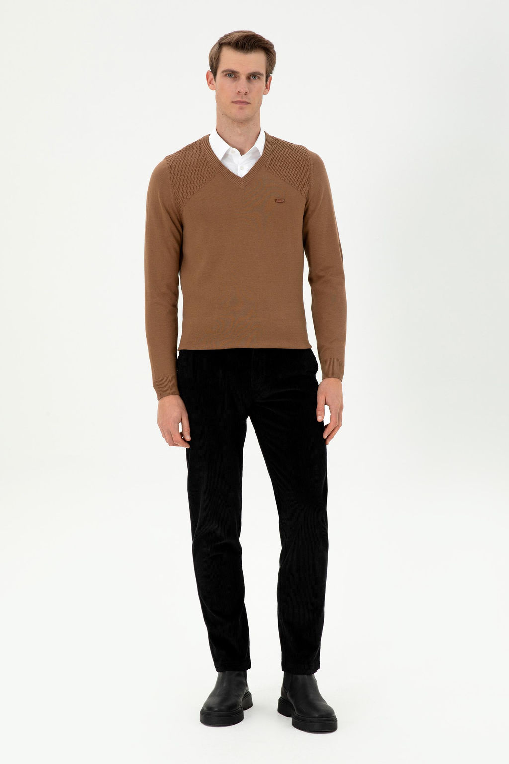 Мужской меланжевый свитер цвета хаки Неожиданная скидка в корзине - U.s. polo assn фото 4