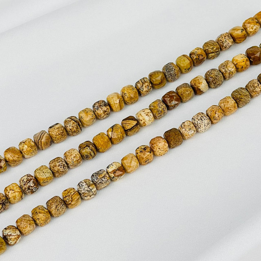 Бусины для украшений из песочной Яшмы (50 бусин) 37 см