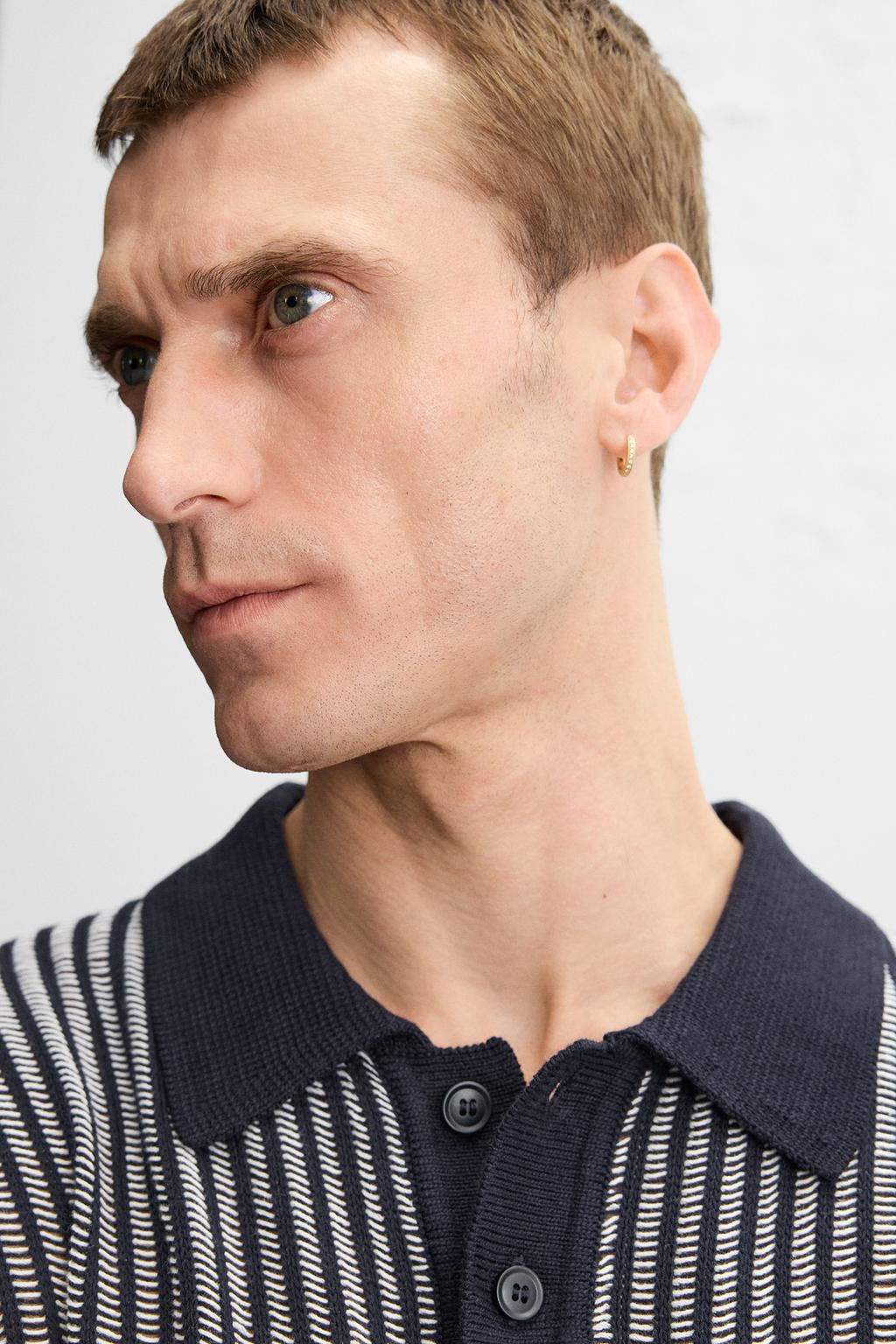 CONTRASTING RIBBED KNIT POLO SHIRT - Zara фото 5