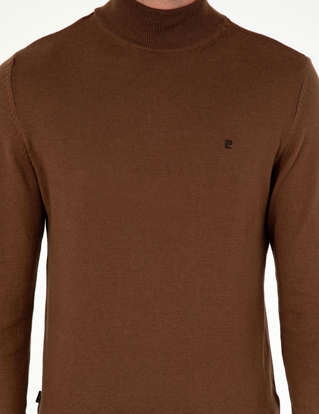 Koyu Kahverengi Slim Fit Yar_m Bal_k__ Yaka Basic Triko Kazak - Pierre cardin фото 6