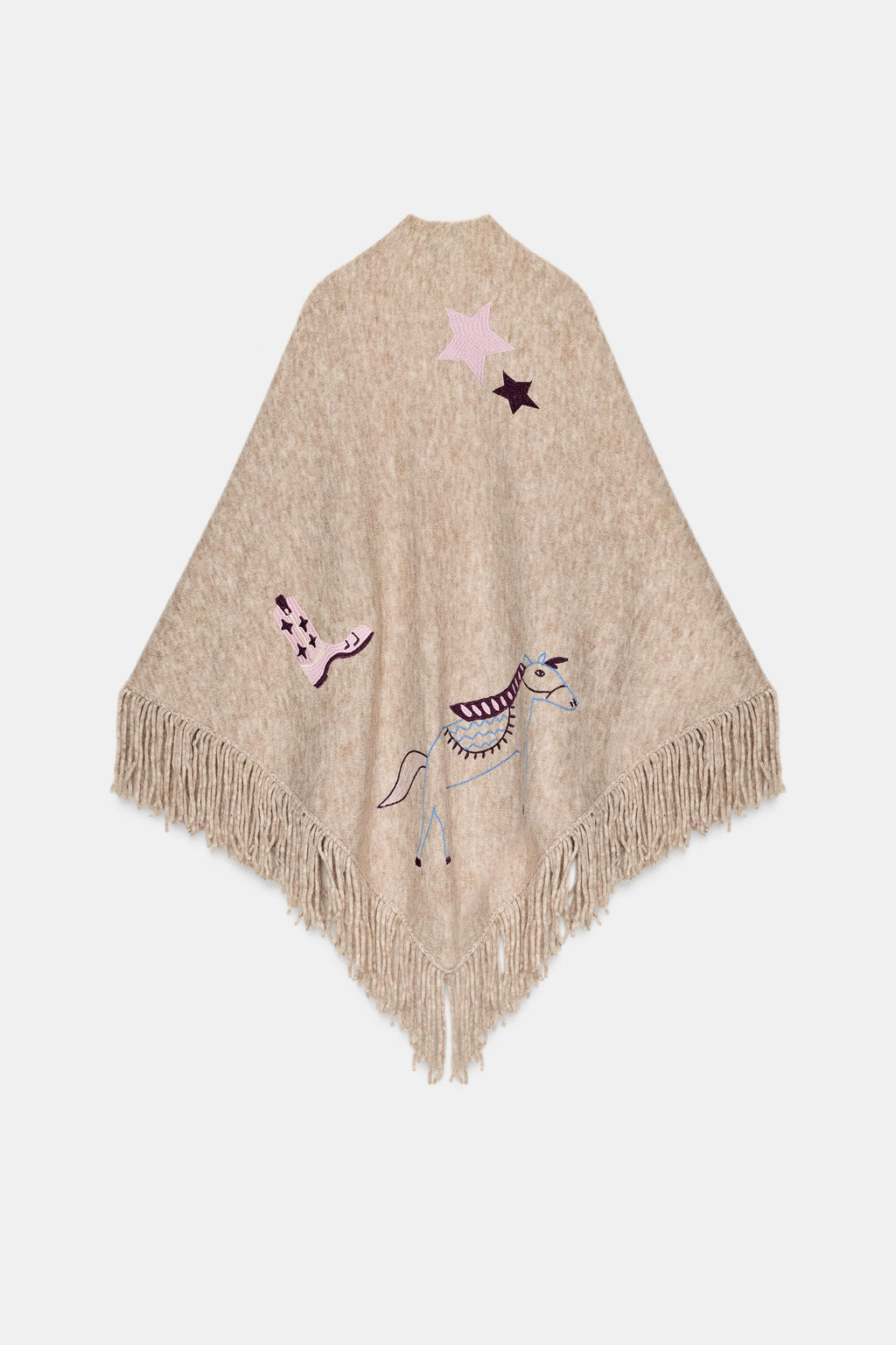 EMBROIDERED FRINGED SHAWL