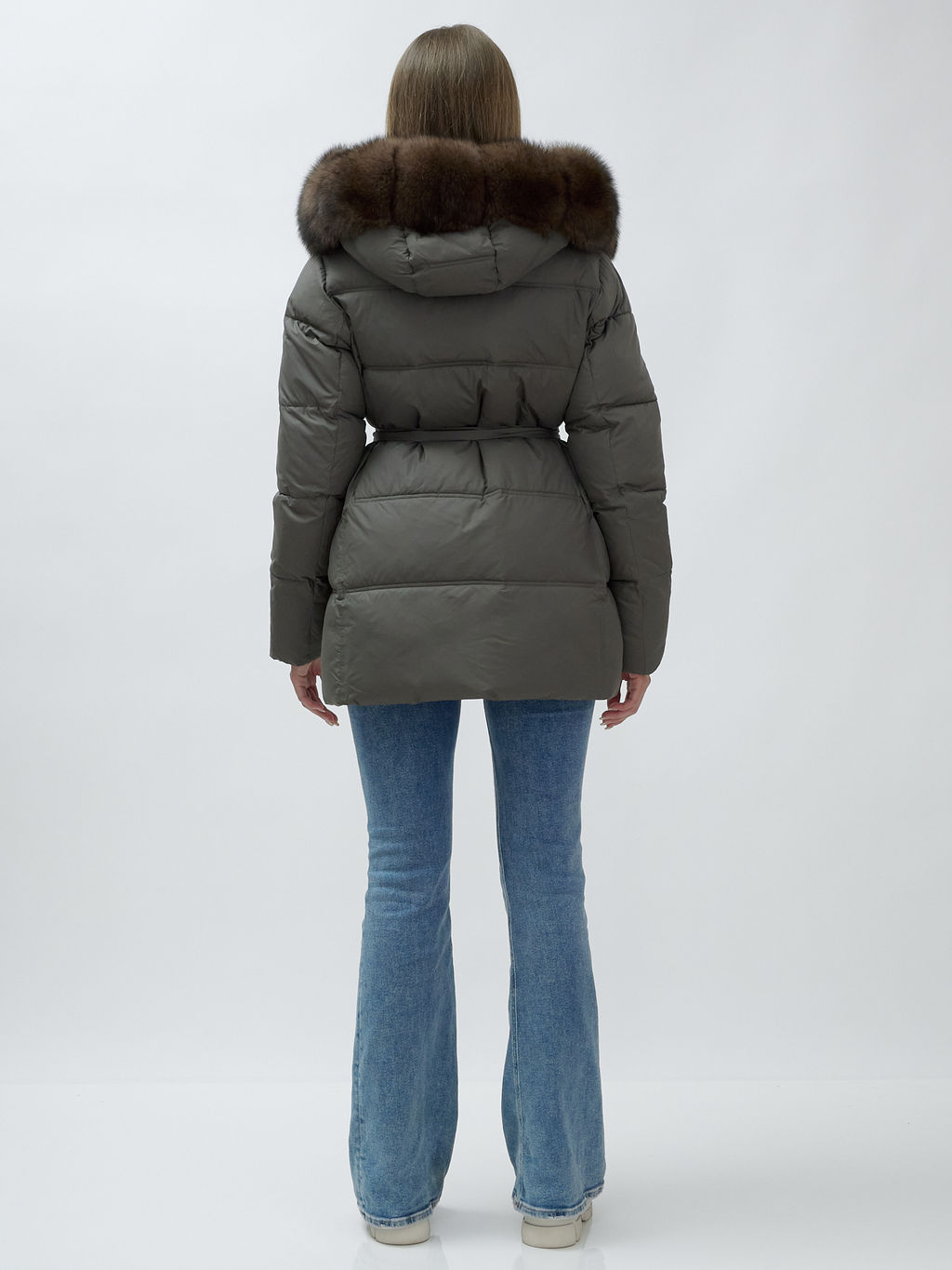 с МЕХОМ ПЕСЕЦ ПРЕМИУМ класса Полупальто зимние темно-серого цвета - Mtforce фото 5