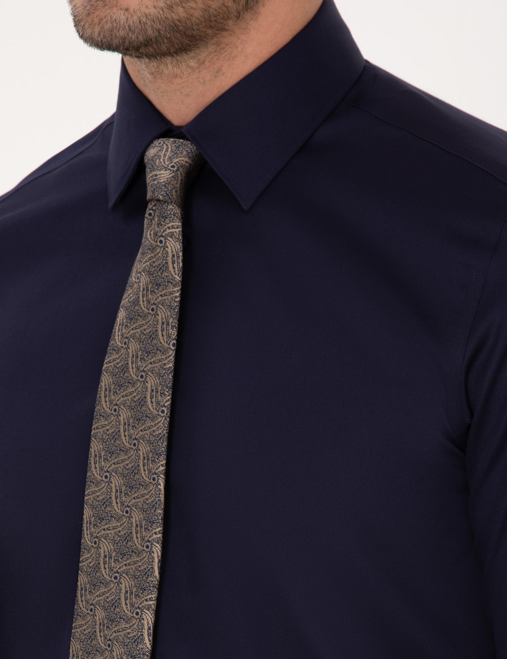 Lacivert Slim Fit %100 Pamuk Non Iron Kolay _t_lenebilir Klasik G_mlek - Cacharel фото 7