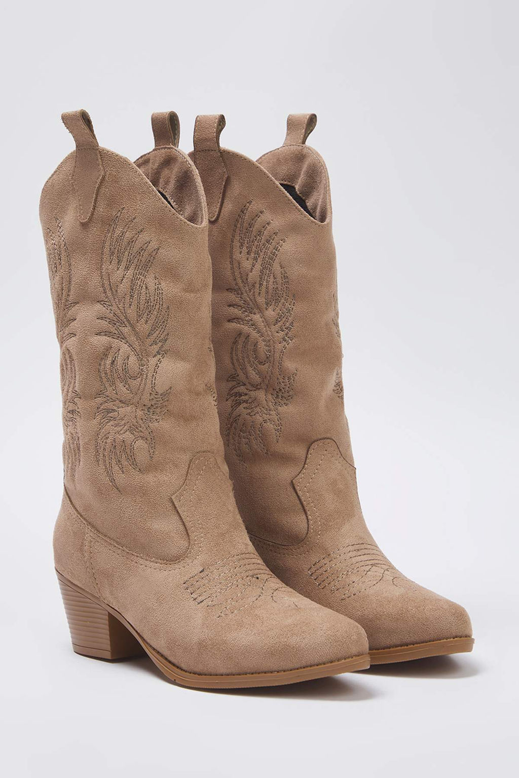 Vizon Suet Nak?sl? Sivri Burun Blok Topuklu Kad?n Kovboy BotTAKAW26BO00047 - Trendyolmilla фото 4