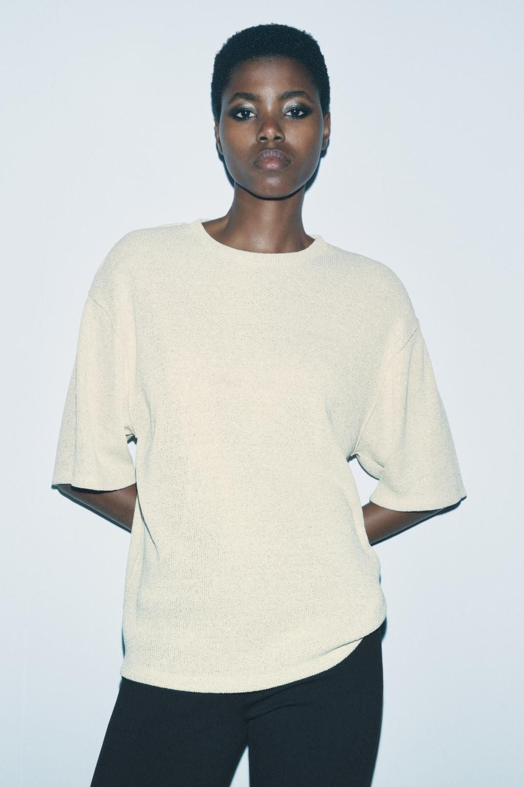 METALLIC THREAD SHORT SLEEVE TOP - Zara фото 8