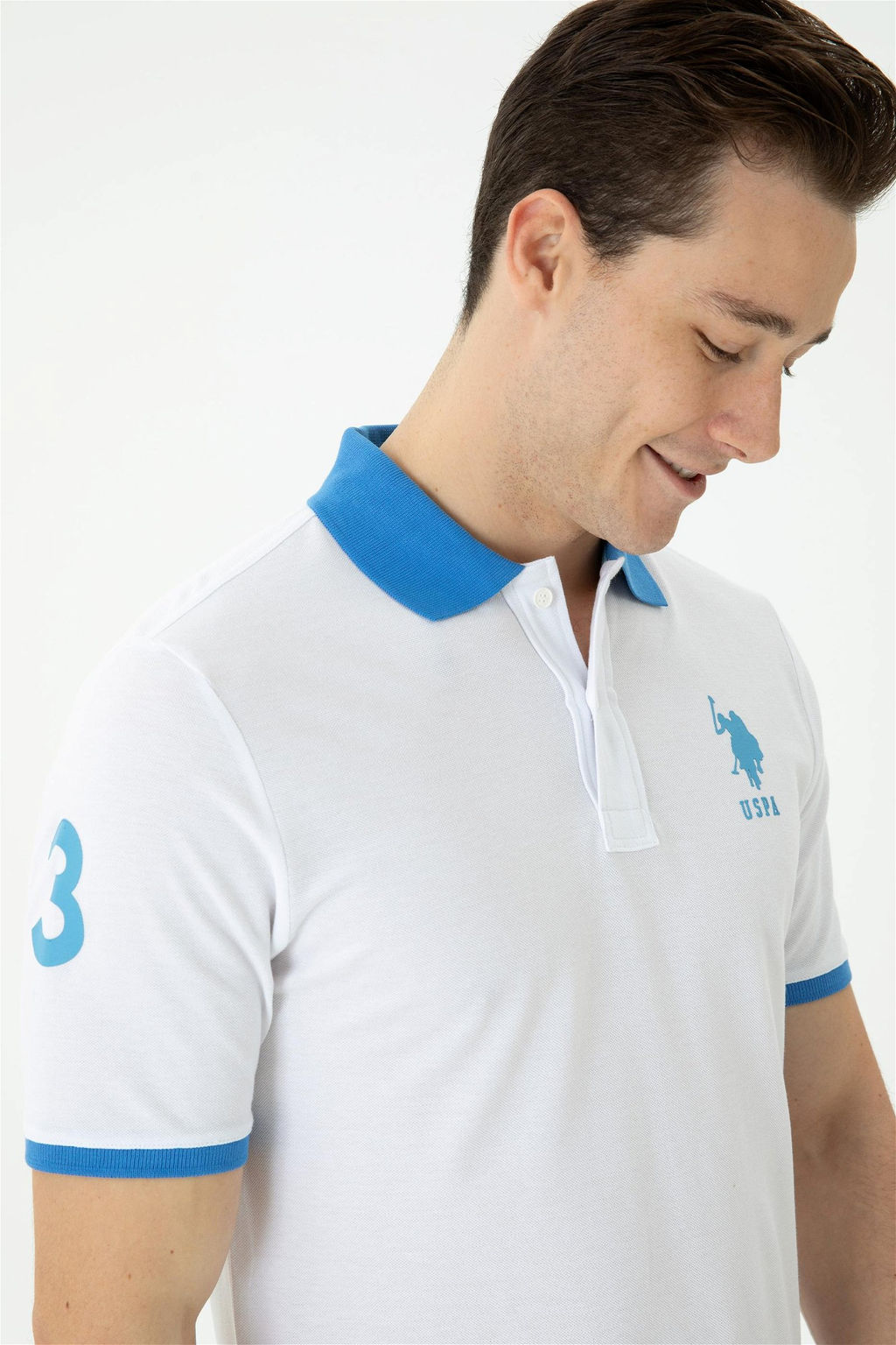 Мужская белая футболка с воротником-поло - U.s. polo assn фото 2