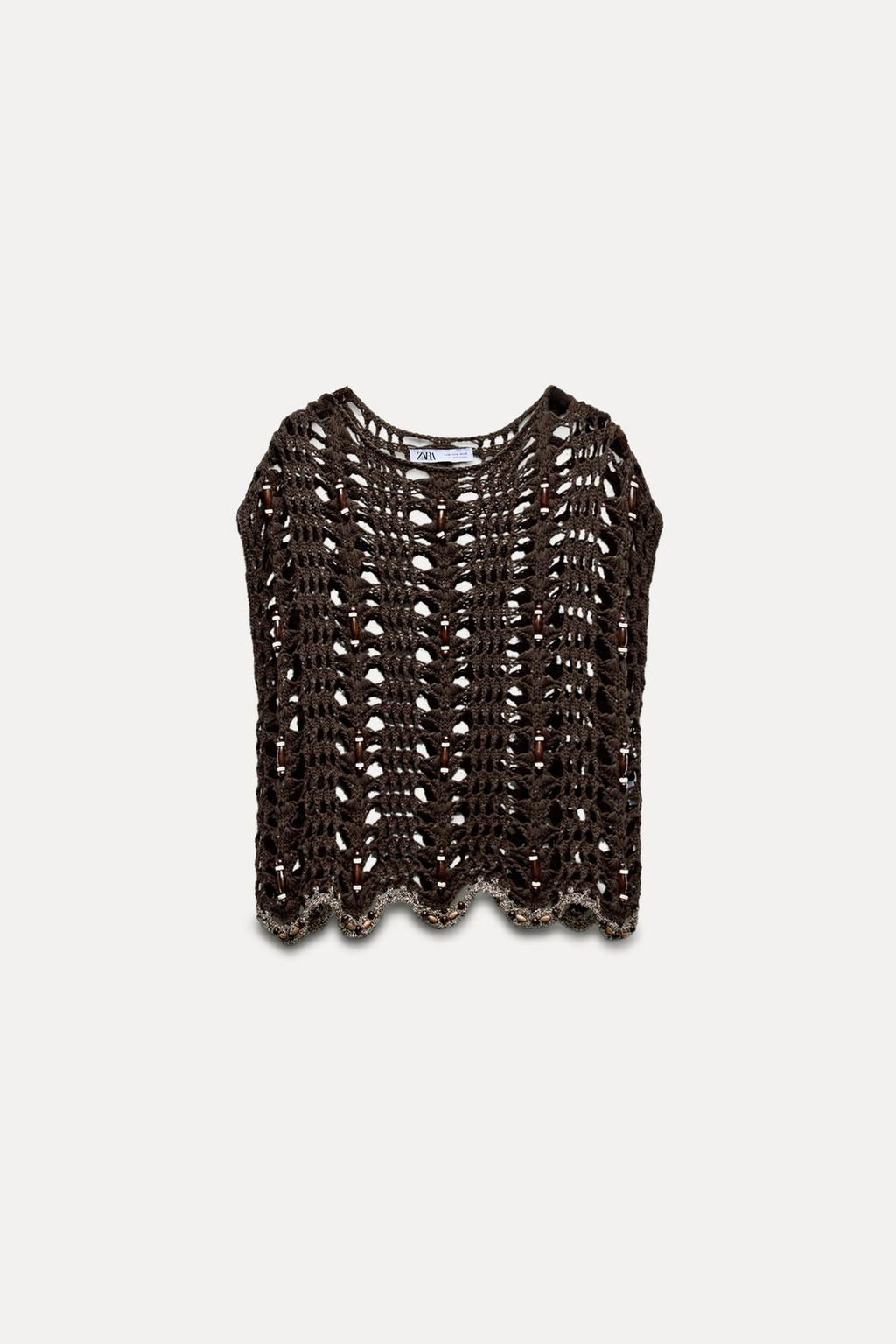 OPEN-KNIT TOP WITH BEADING - Zara фото 4