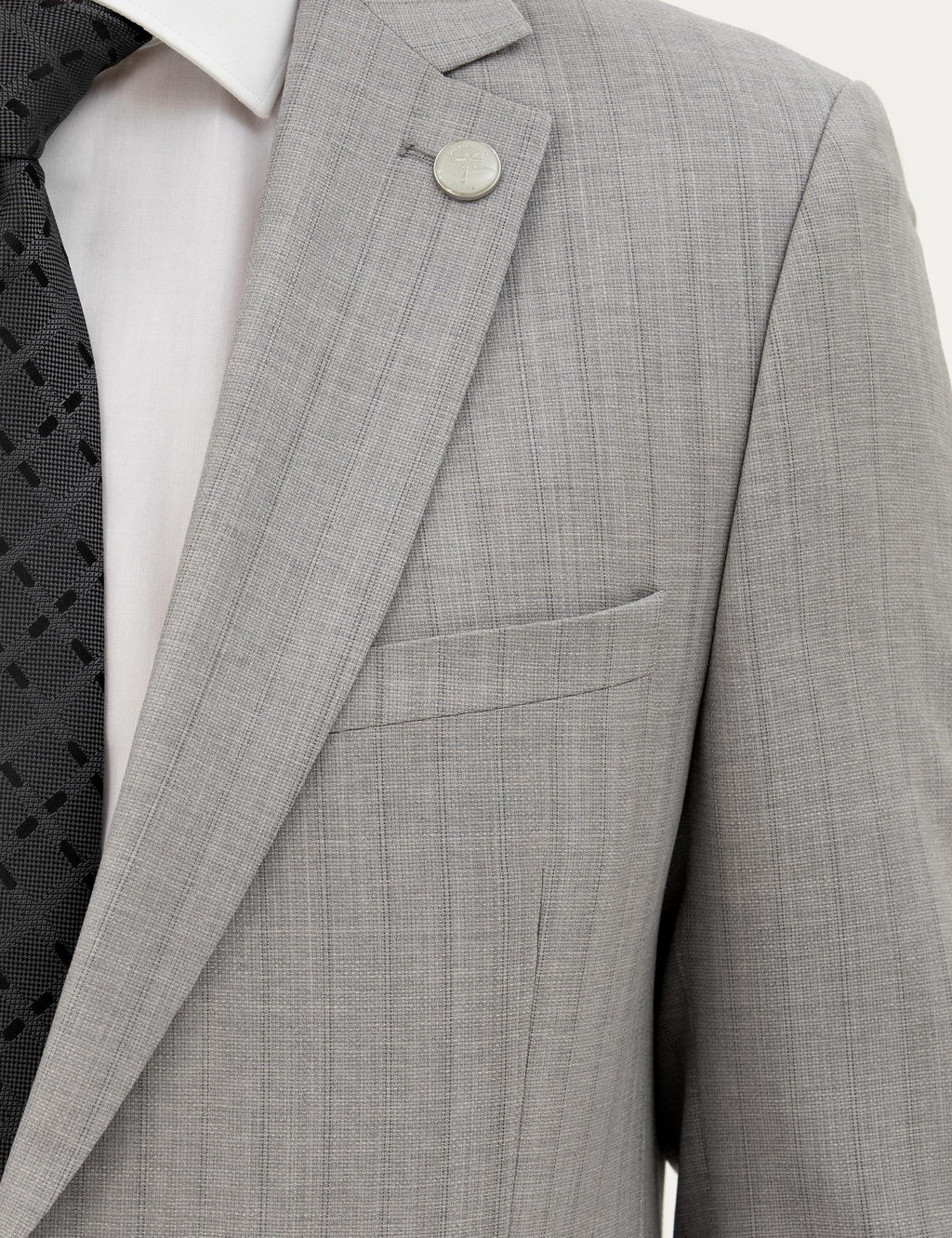 Gri Extra Slim Fit %100 Y_n _izgili Tak_m Elbise