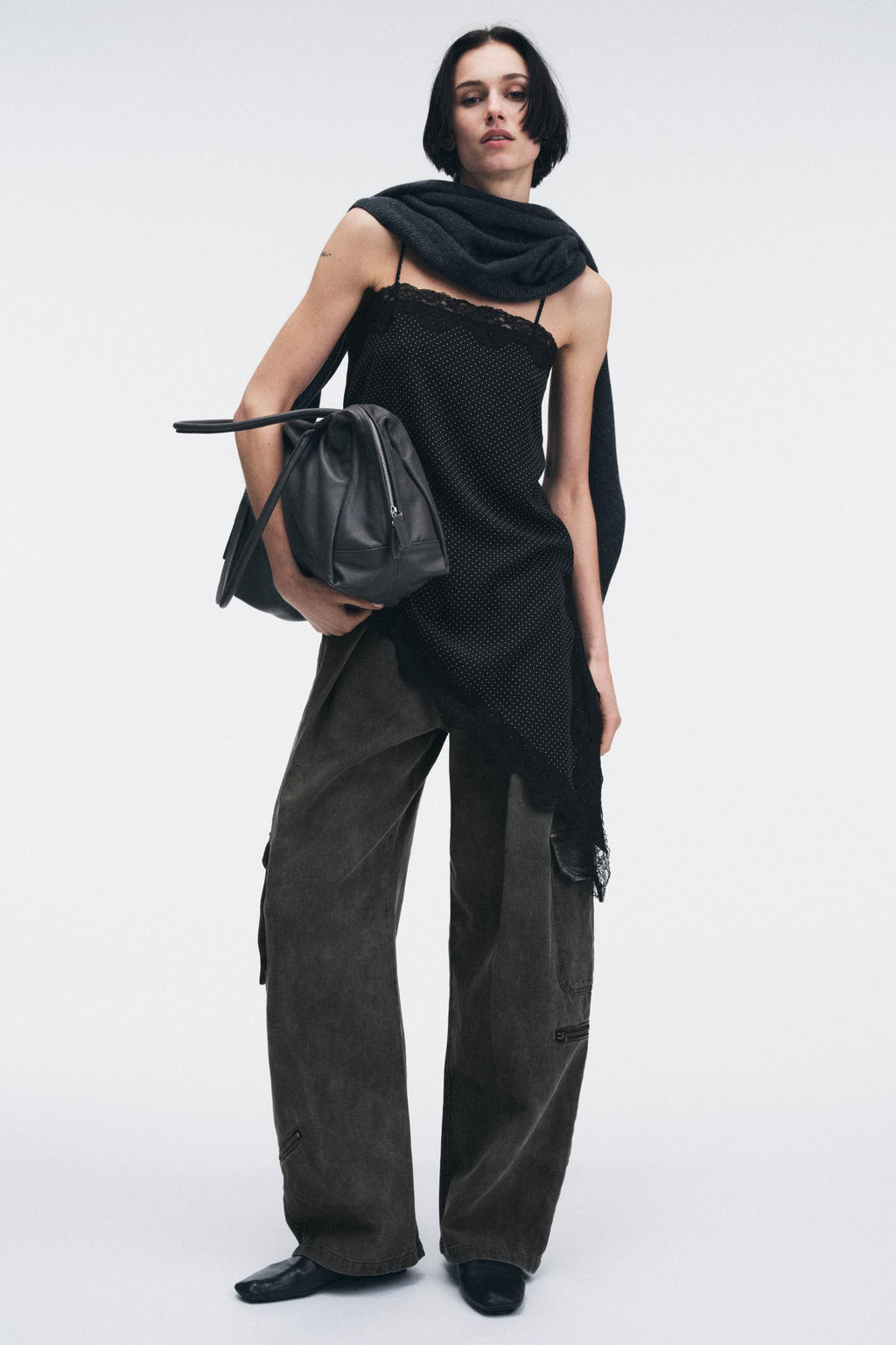 ZW COLLECTION ASYMMETRIC POLKA DOT TOP - Zara фото 5